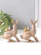 Набор фигурок 2 шт. полистоун «Кролик с синичками на спине», 14×5.5×11.5 см  (артикул 10992406)  большой выбор товаров оптом и в розницу по низким ценам с доставкой