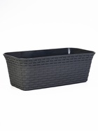 Ящик балконный для цветов «Ротанг», 13 л, 43×20×14.5 см, с дренажной вставкой, пластиковый, серый - Фото 1