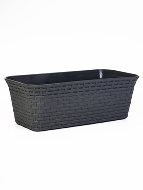Ящик балконный для цветов «Ротанг», 13 л, 43×20×14.5 см, с дренажной вставкой, пластиковый, серый