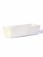 Ящик балконный для цветов «Ротанг», 18 л, 63×20×14.5 см, с дренажной вставкой, пластиковый, белый - Фото 1