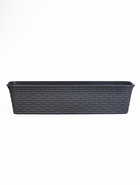 Ящик балконный для цветов «Ротанг», 18 л, 63×20×14.5 см, с дренажной вставкой, пластиковый, серый - Фото 2