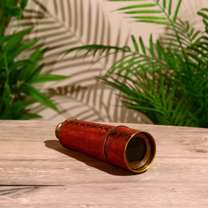 УЦЕНКА Подзорная труба с гравировкой 43 см, латунь, кожа - Фото 1