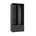 УЦЕНКА Шкаф двухстворчатый Мадера с 2 ящиками, 900×500×2100, Графит - Фото 2