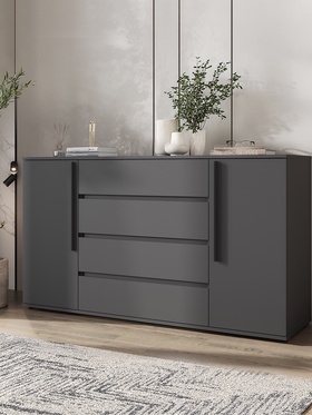 УЦЕНКА Комод 2 двери 4 ящика Норд, 1600×450×900, Графит/Графит 10999511