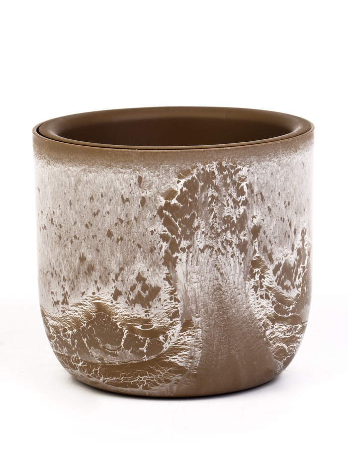 Кашпо для цветов «Микрит», 1 л, d=15 см, h=14 см, со вставкой, пластиковое, бежевое - Фото 1