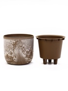 Кашпо для цветов «Микрит», 1 л, d=15 см, h=14 см, со вставкой, пластиковое, бежевое - Фото 3