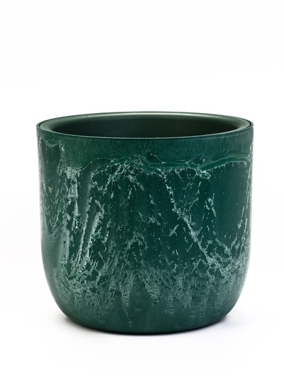 Кашпо для цветов «Микрит», 1 л, d=15 см, h=14 см, со вставкой, пластиковое, зелёное