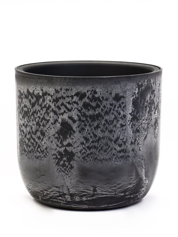 Кашпо для цветов «Микрит», 1 л, d=15 см, h=14 см, со вставкой, пластиковое, серое - Фото 1