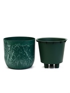 Кашпо для цветов «Микрит», 1.9 л, d=18 см, h=16.5 см, со вставкой, пластиковое, зелёное - Фото 3