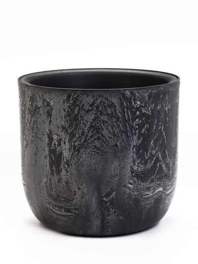 Кашпо для цветов «Микрит», 1.9 л, d=18 см, h=16.5 см, со вставкой, пластиковое, серое