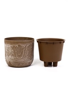 Кашпо для цветов «Микрит», 3.7 л, d=22 см, h=20 см, со вставкой, пластиковое, бежевое - Фото 3