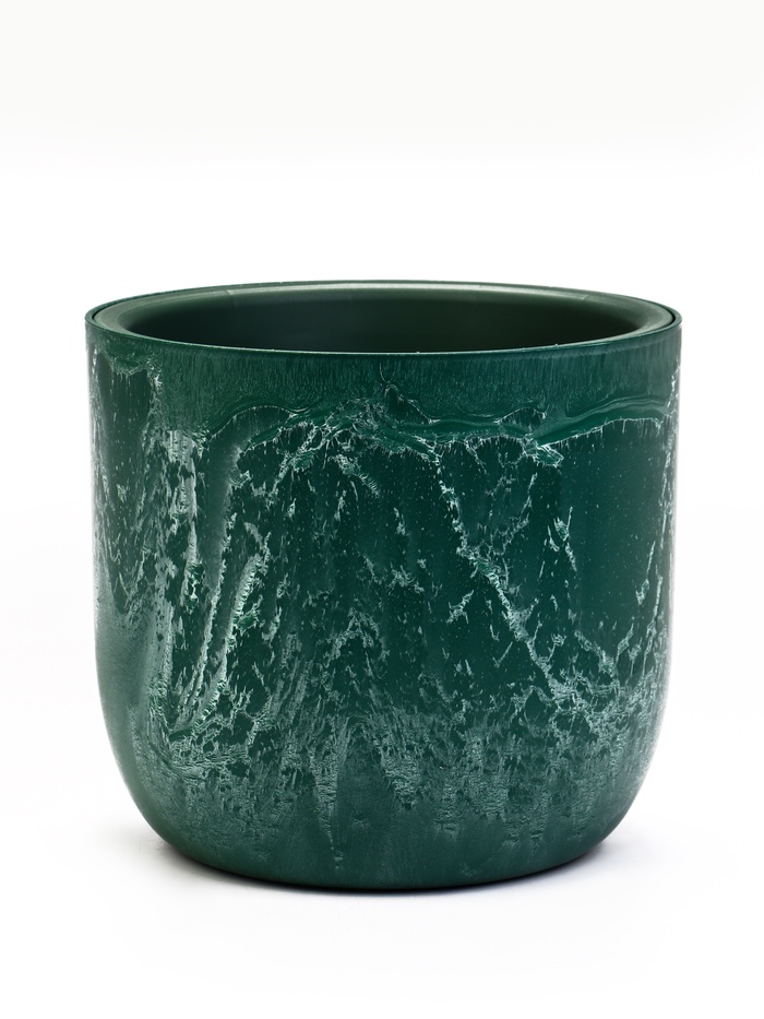 Кашпо для цветов «Микрит», 7.8 л, d=28 см, h=25.5 см, со вставкой, пластиковое, зелёное - Фото 1