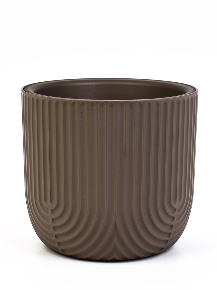 Кашпо для цветов «Рамона», 7.8 л, d=28 см, h=25.5 см, со вставкой, пластиковое, серое - Фото 1