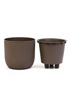 Кашпо для цветов «Рамона», 7.8 л, d=28 см, h=25.5 см, со вставкой, пластиковое, серое - Фото 3