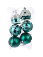 УЦЕНКА Набор украшений пластик 6 шт " Домик " (4 шара, 2 домика) 6 см, зелёный - Фото 9