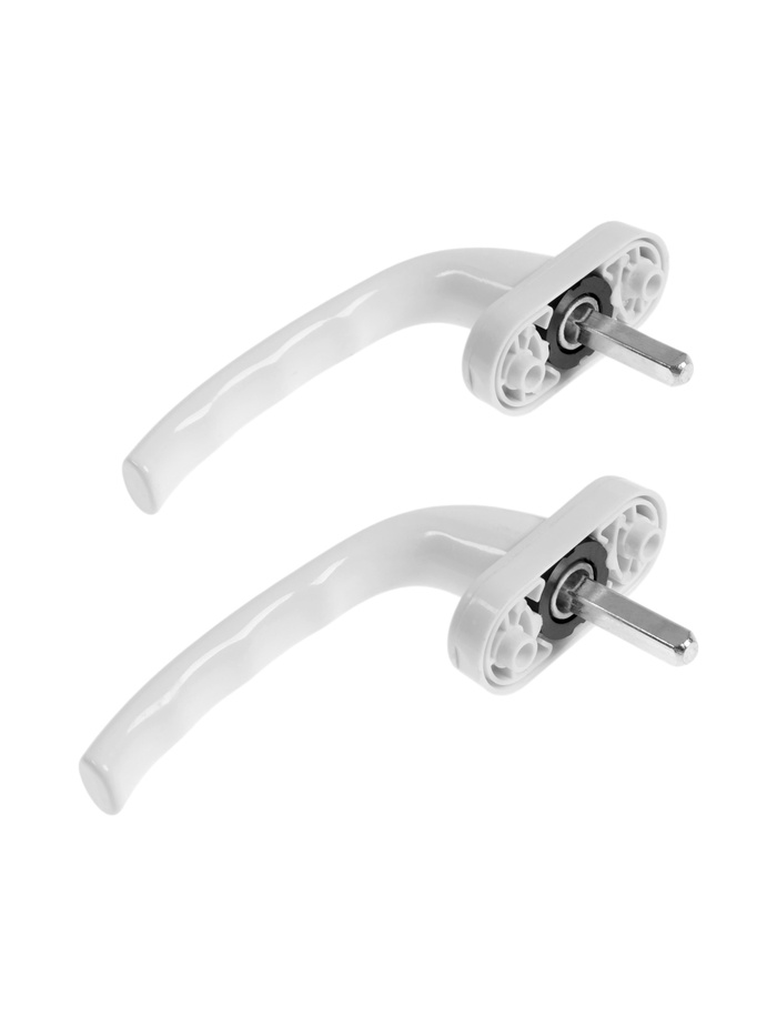 Ручка для окон ПВХ ТУНДРА, алюминий и пластик, 32 мм, белая, набор 2 шт.