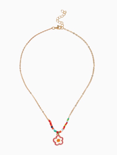 Бусы с кулоном детские «Выбражулька. Цветок», бисер, 41 см, белые в золоте