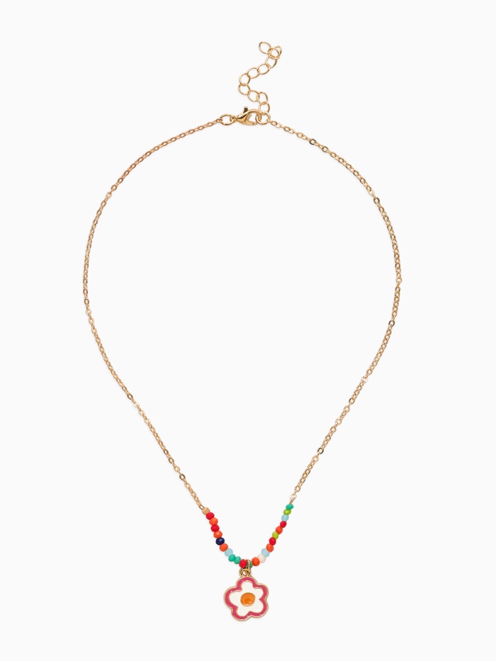 Бусы с кулоном детские «Выбражулька. Цветок», бисер, 41 см, белые в золоте - Фото 1