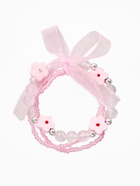 Набор детских браслетов 3 шт. «Выбражулька. Цветок» с бантом, d=6 см бело-розовый - Фото 1