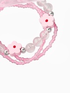 Набор детских браслетов 3 шт. «Выбражулька. Цветок» с бантом, d=6 см бело-розовый - Фото 2