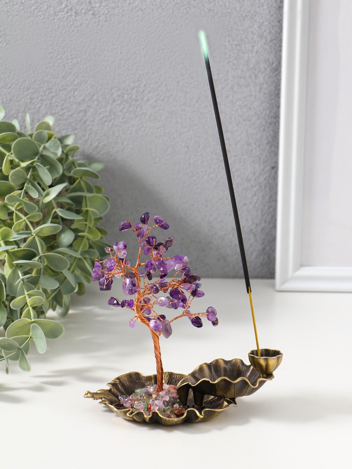 Подставка под благовония «Лягушка в фонтане у дерева», 72 камня, 8.5×13×15 см - Фото 1