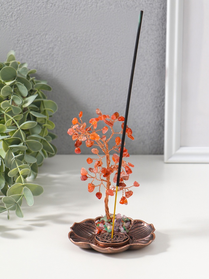 Подставка под благовония «Дерево на цветке», рыжий, 72 камня, 9×9×13.5 см - Фото 1