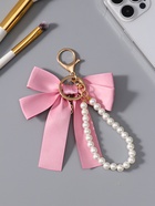 Брелок для ключей на карабине «Двойной бант с жемчугом и подвеской», на сумку, рюкзак, розово-белый 13×8.5×1 см - Фото 3