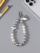 Брелок для ключей на карабине «Жемчужная нить с сердцем», на сумку, рюкзак, серебристо-белый, 11×3×1 см  (артикул 10967171)  большой выбор товаров оптом и в розницу по низким ценам с доставкой