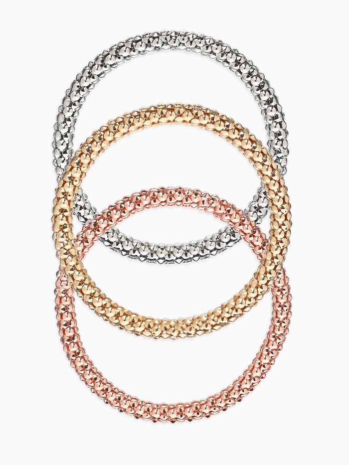 Браслеты цепочки «Плетение», набор 3 шт. тянется, d=7 см, серебро, бронза, золото - Фото 1