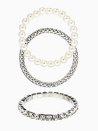 Браслеты «Стиль», набор 3 шт. шар №8, со стразами, тянется, белый в серебре  (артикул 10967829)  большой выбор товаров оптом и в розницу по низким ценам с доставкой