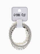 Браслеты «Стиль», набор 3 шт. шар №8, со стразами, тянется, белый в серебре  (артикул 10967829)  большой выбор товаров оптом и в розницу по низким ценам с доставкой