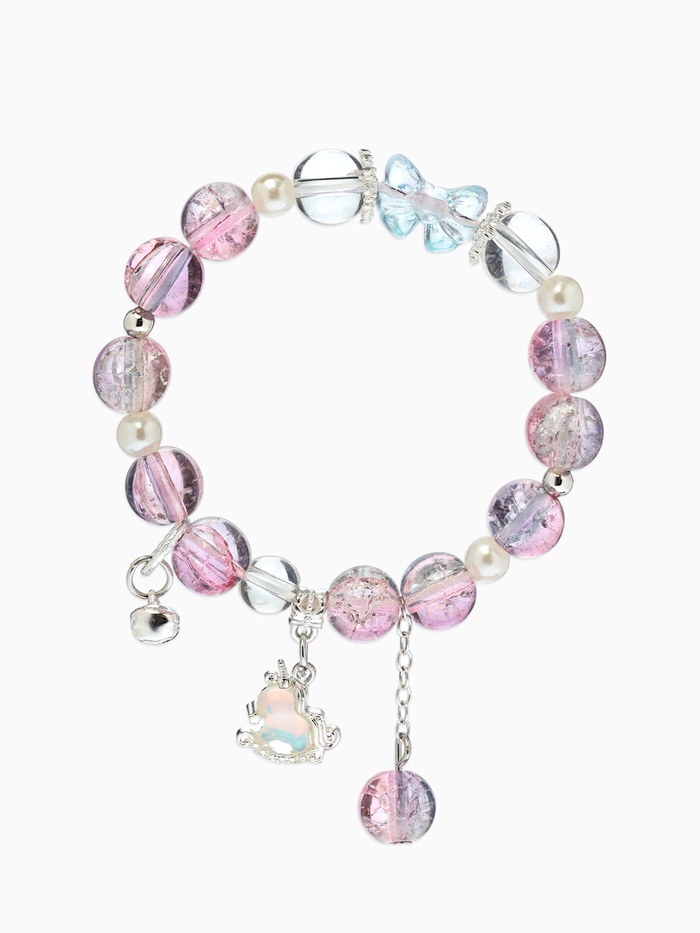 Браслет с подвесками «Сахарный. Лошадка», шар №10/8, d=6 см, фиолетово-розовый в серебре - Фото 1