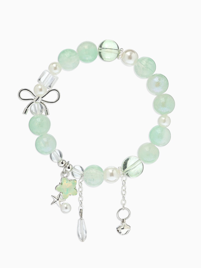 Браслет с подвесками «Сахарный. Звёздочка», шар №10/8, d=6 см, белый, зелёный в серебре - Фото 1