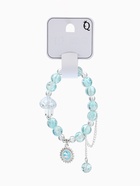 Браслет с подвесками «Сахарный», диск, сердечко, шар №10, d=6 см, бело-голубой в серебре  (артикул 10967913)  большой выбор товаров оптом и в розницу по низким ценам с доставкой