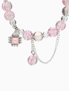 Браслет с подвесками «Сахарный», ромб, сердечко, шар №10, d=6 см, бело-розовый в серебре  (артикул 10967914)  большой выбор товаров оптом и в розницу по низким ценам с доставкой