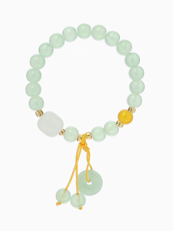 Браслет-оберег «Нефрит и кварц», №8, d=6 см, зелёный