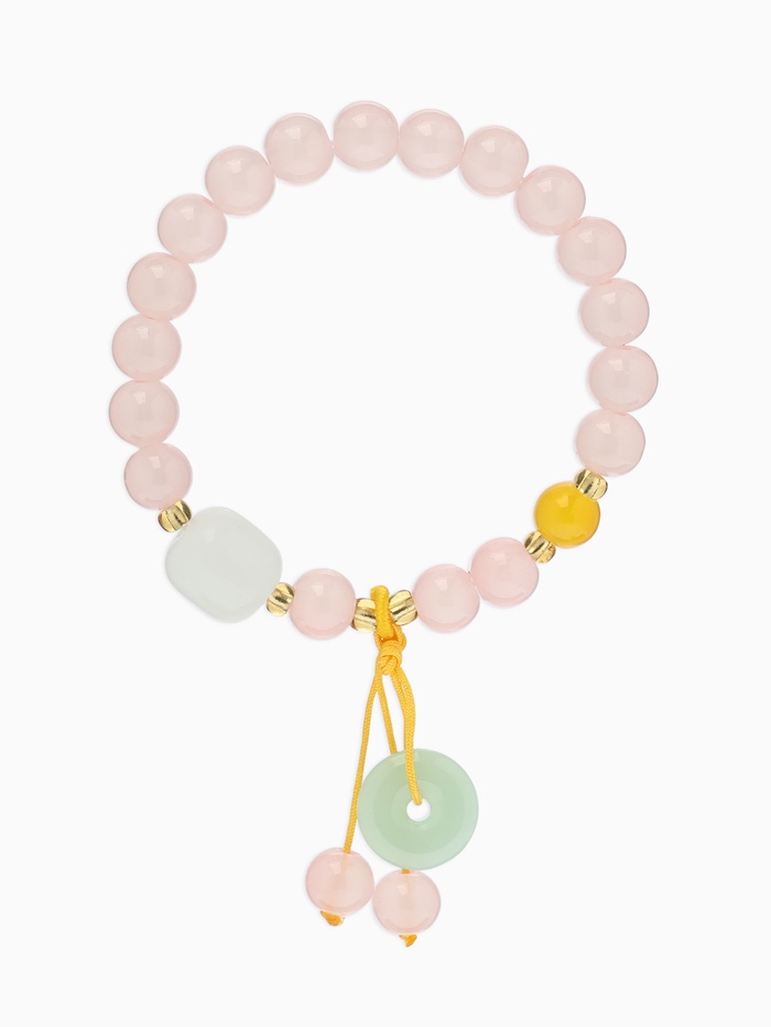 Браслет-оберег «Розовый кварц», нефрит, №8, d=6 см, розовый