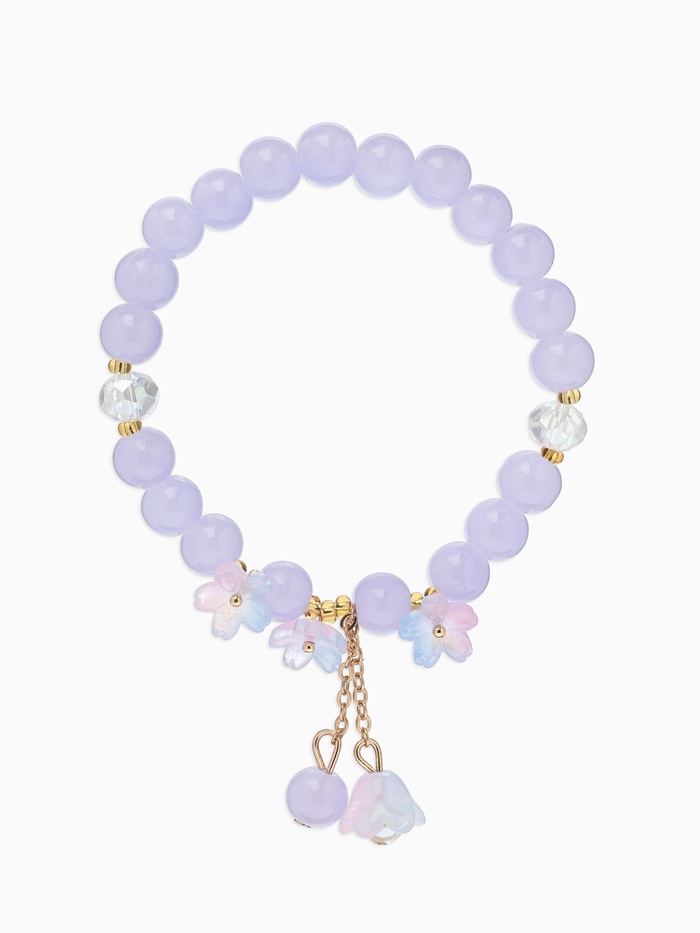 Браслет "Цветы Незабудки" шар №8, цвет фиолетовый - Фото 1