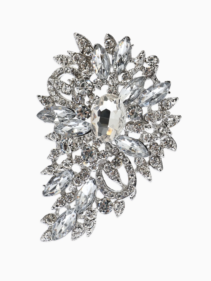 Брошь «Императрица. Льдинки в цветке», белая в серебре