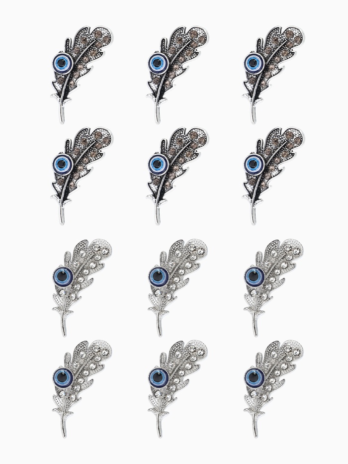 Брошь-оберег «Пёрышко с глазиком», синий, МИКС