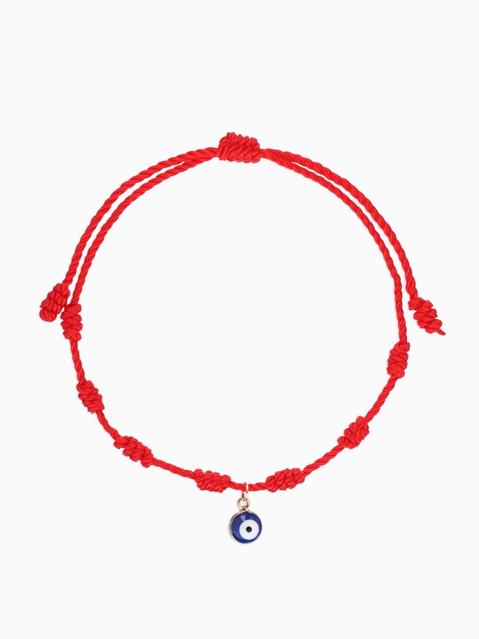 Браслет-оберег «Красная нить. Узел с глазиком», d=6 см, красно-бело-синий - Фото 1