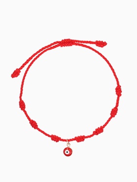 Браслет-оберег «Красная нить. Узел с глазиком», красно-белый