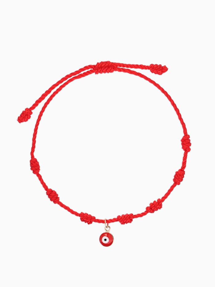 Браслет-оберег «Красная нить. Узел с глазиком», d=6 см, красно-белый - Фото 1