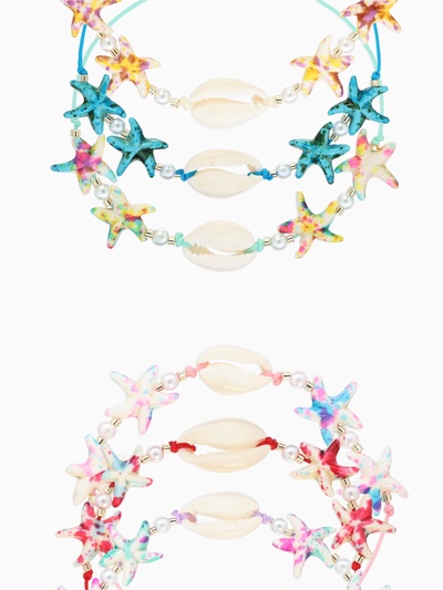 Браслет на нити «Морской. Ракушка и звезда», d=6 см, МИКС