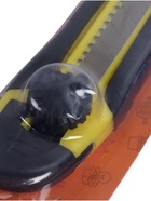 УЦЕНКА Нож канцелярский 18мм пластик с мет направляющ, фиксатор, прорезиненный МИКС в блистере 57 - Фото 3