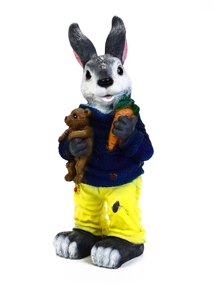 Садовая фигура из полистоуна «Заяц с морковкой», 20×19×46 см - Фото 1
