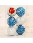 УЦЕНКА Набор шаров пластик d-8 см, 6 шт "Роксолана" бело-синий - Фото 3