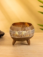 УЦЕНКА Подсвечник из кокоса, 15×15×13 см, белый - Фото 1