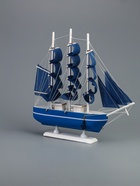 УЦЕНКА Сувенирная модель корабля «Калева», борта синие с белой полосой, паруса синие, 30×7×32 см - Фото 4