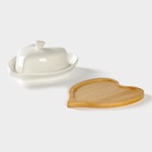 УЦЕНКА Маслёнка BellaTenero «Эстет. Сердце», 17×13.5×8 см, на бамбуковой подставке, фарфор, белая - Фото 4